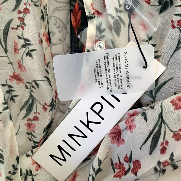 NWT MINKPINK Kacey Puff Sleeve Midi Dress in Multi - Picture 13 of 14